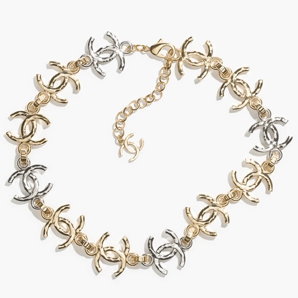 CHANEL Jewelry - Chanel 26P Gold Silver Mixed Metal CC Logo Chain Link Cuban Choker Necklace